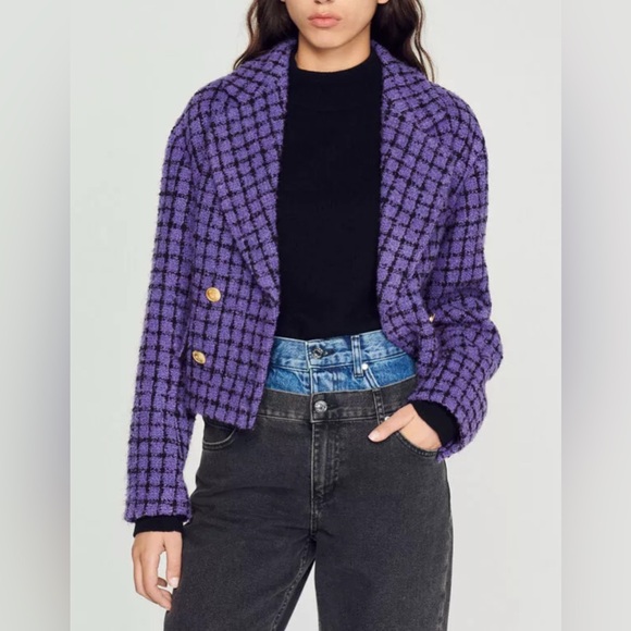 Sandro Double-breasted bouclé-tweed blazer - Picture 1 of 14